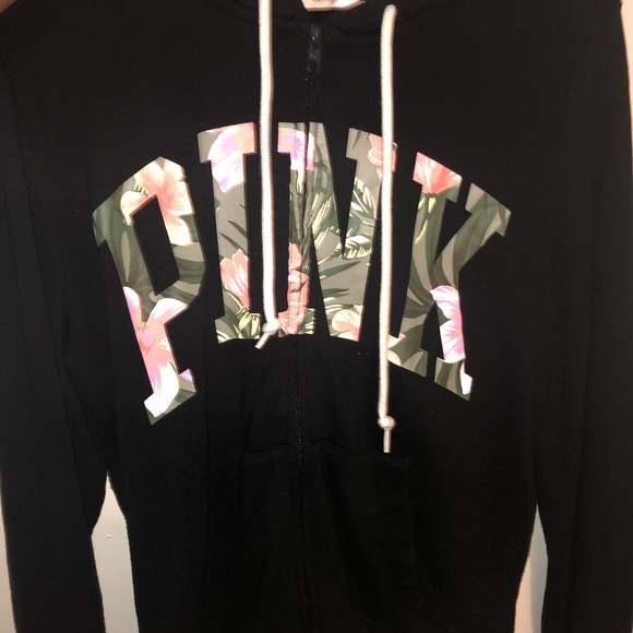 PINK size L Black Zip up Jacket - Picture 1 of 3